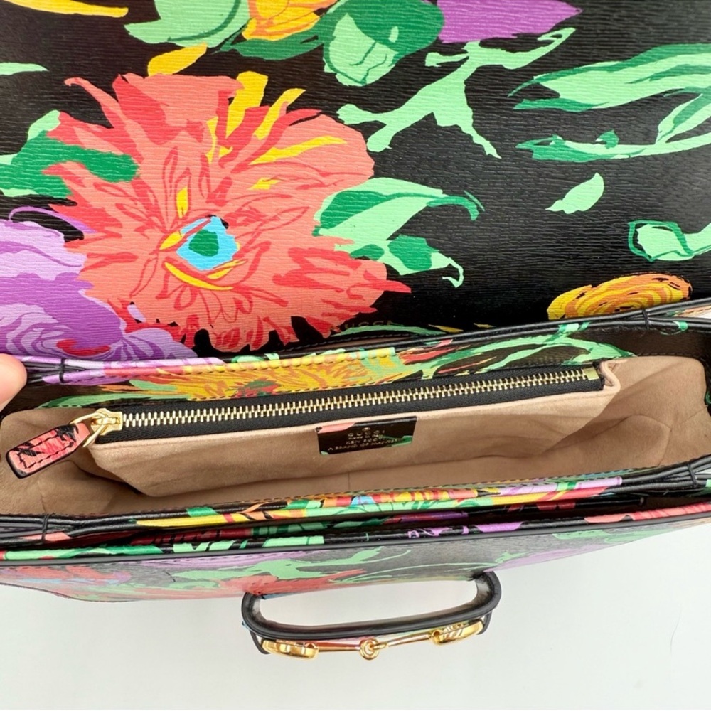 🚨SOLD🚨Gucci x Ken Scott Floral Print Horsebit 1955 Shoulder Bag - Picture 8 of 14